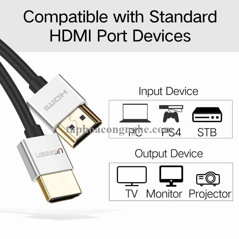 Ugreen 50304 5M màu Bạc Cáp tín hiệu HDMI chuẩn 2.0 sợi siêu nhỏ cao cấp HD117 30050304
